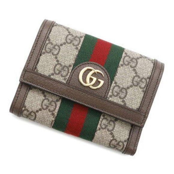 Gucci Ophidia GG Supreme Leather Tri Wallet Compact - Picture 1 of 8